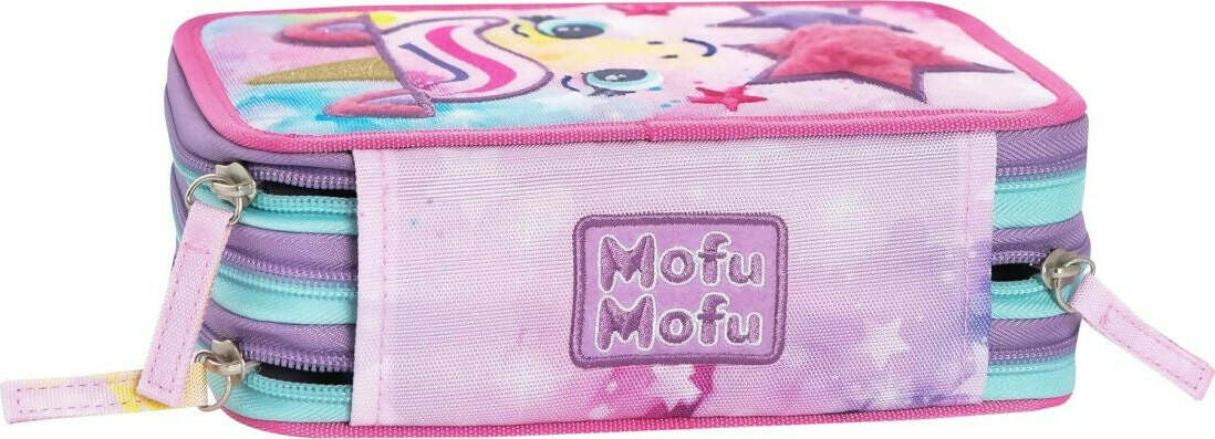Mofu-Mofu-Unicorn---Astuccio-Triplo-Completo,-3-Scomparti,-45-Accessori-Scuola-Elementare,-20cm