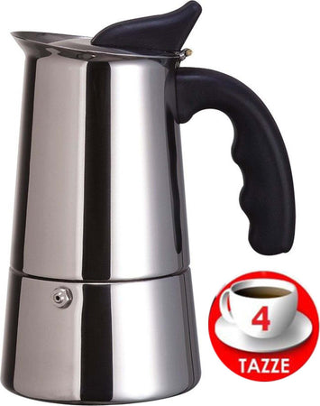 MOKA ESPRESSO MAKER CAFFETTIERA MACCHINETTA CAFFE' CAFFÈ 4 TAZZE ACCIAIO INOX  Trade Shop italia - Napoli, Commerciovirtuoso.it