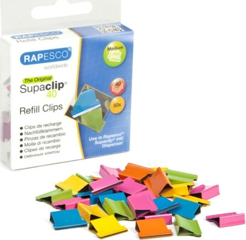 Molle di ricambio per Supaclip 40 - colori assortiti - Rapesco - conf. 50 pezzi Cancelleria e prodotti per ufficio/Archivio ufficio e accessori per scrivania/Nastri colle elastici e graffette/Graffette molle fermacarte e anelli Eurocartuccia - Pavullo, Commerciovirtuoso.it