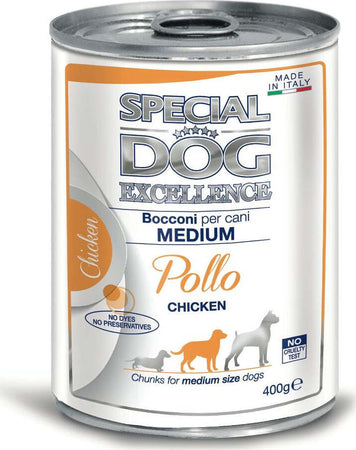 MONGE-Alimento-bocconi-cani-adulti-SPECIAL-DOG-EXCELLENCE-pollo-Lattina-400-gr