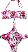 Monokini Bambina Rosa e Bianco Fiori Tropicali Costume da Bagno Bimba Intero Costumino Fashion Estivo Fantasia MONOKINI Piccole Canaglie - Tropea, Commerciovirtuoso.it