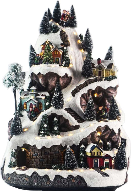 Montagna con villaggio natalizio decorazione con luci e suoni h 45 cm Casa e cucina/Decorazioni per interni/Addobbi e decorazioni per ricorrenze/Decorazioni natalizie/Oggettistica MagiediNatale.it - Altamura, Commerciovirtuoso.it