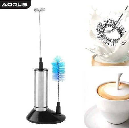Montalatte-Elettrico-a-batteria-2-in-1-Aorlis-in-Acciaio-Pratico-Mixer-con-base