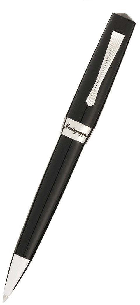 Montegrappa Elmo 02 Ise2rbac Penna Nera a Sfera Rotazione in Acciaio E Resina Diametro 15mm