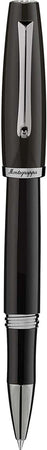 MONTEGRAPPA Penna roller Manager nera minuterie PVD rutenio ISMANRLC