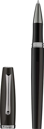 MONTEGRAPPA Penna roller Manager nera minuterie PVD rutenio ISMANRLC