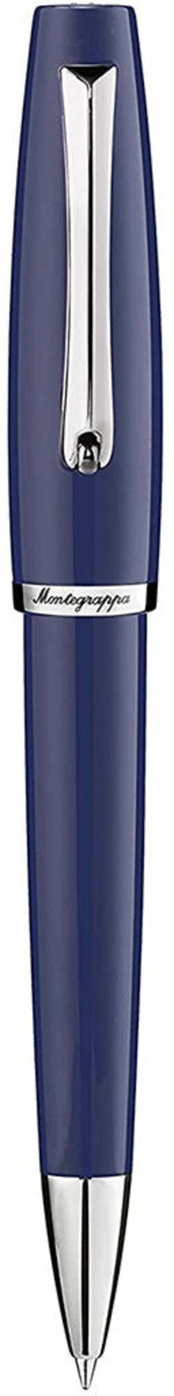 Montegrappa Penna a Sfera Collezione Manager in Resina Blu E Acciaio 140mm Con Custodia