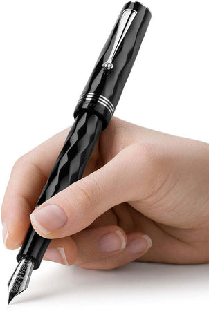 MONTEGRAPPA Penna stilografica Brenta nera sfaccettata stile vintage ISRBT3IC