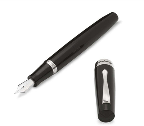 Montegrappa Penna Stilografica Elmo 02 Nera Pennino M Ise2r3ac Penna Stilografica in Resina E Acciaio