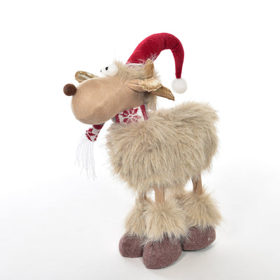 Peluche renna natalizia con cappello e sciarpa decorazione per interno