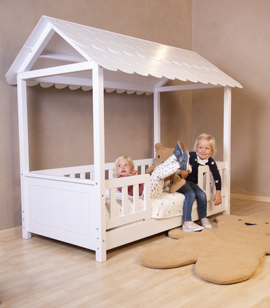 Struttura Letto Childhome con Tetto + 2 Sponde 70X140 cm Legno Bianco