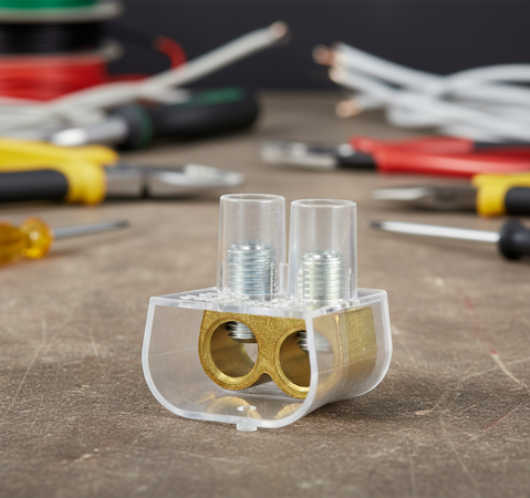 Morsetti a cappuccio unipolari multipli per collegamento cavi elettrici trasparenti