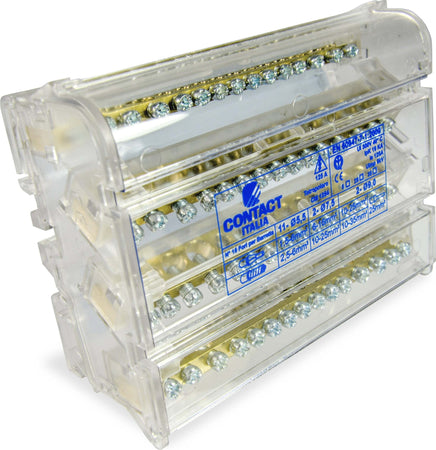 Morsettiere di distribuzione bipolari/tetrapolari, per collegamento cavi elettrici Fai da te/Materiale elettrico/Cablaggio di superficie/Morsettiere La Zappa - Altamura, Commerciovirtuoso.it