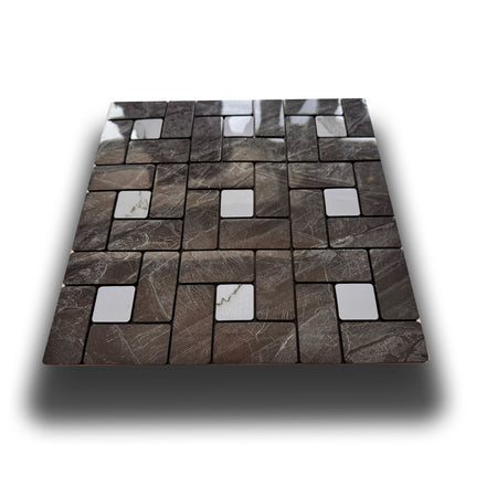 Piastrelle 3D Autoadesive in PET acustiche e isolanti 30x30cm (4mm spessore) MOSAICO NERO E CARRARA