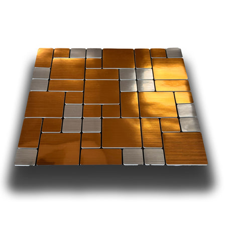 Piastrelle 3D Autoadesive in PET acustiche e isolanti 30x30cm (4mm spessore) MOSAICO ORO ARGENTO