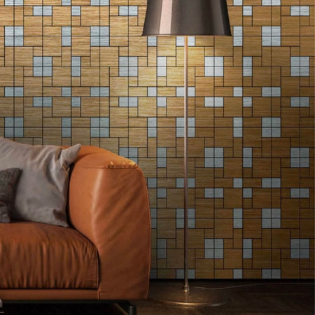 Piastrelle 3D Autoadesive in PET acustiche e isolanti 30x30cm (4mm spessore) MOSAICO GOLD SILVER - Eternal Parquet