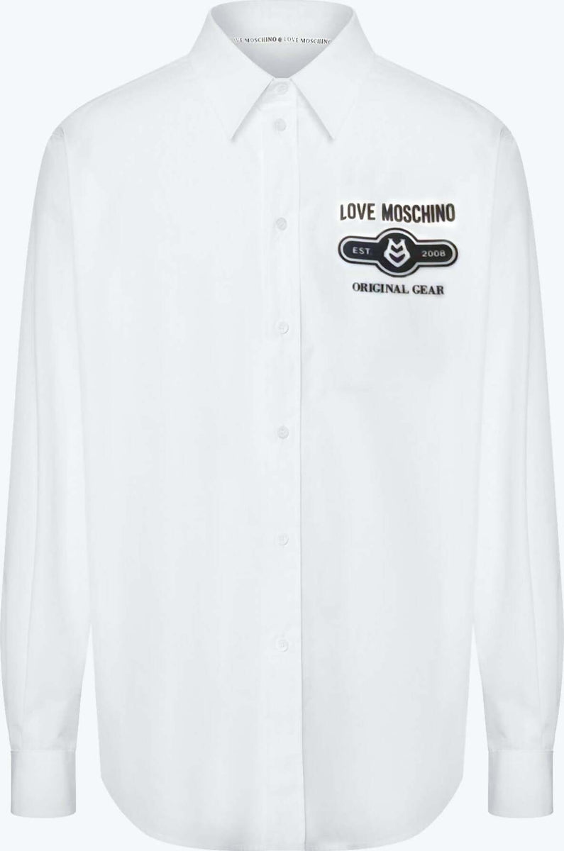 Moschino Camicia Uomo Bianca Logo Love Moschino Original Gear