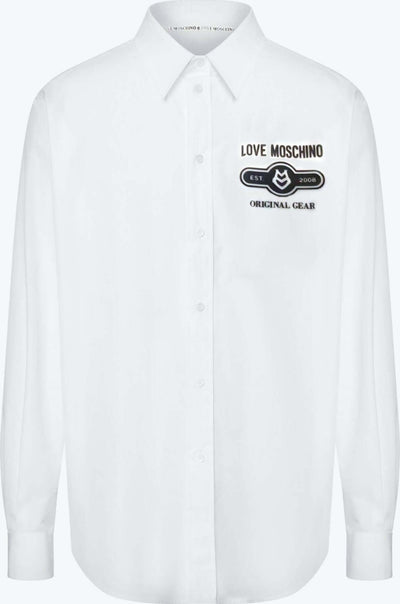 Moschino Camicia Uomo Bianca Logo Love Moschino Original Gear 100% Cotone Fashion Uomo Tinta Unita Collo Classico Moda/Uomo/Abbigliamento/T-shirt polo e camicie/Camicie classiche Euforia - Bronte, Commerciovirtuoso.it