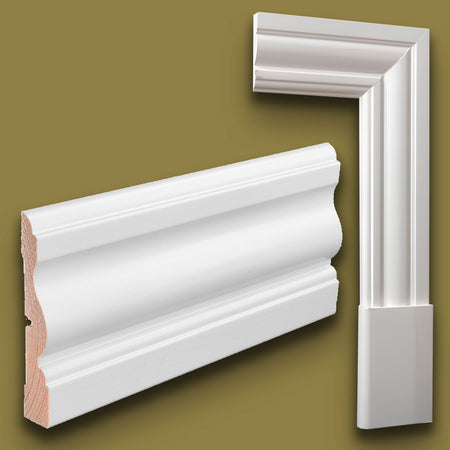 100ml di Mostrine e Battiscopa PREMIUM in legno MASSELLO mod. VITTORIANO 91x15 laccato bianco liscio