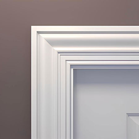100ml di Mostrine e Battiscopa PREMIUM in legno MASSELLO mod. VITTORIANO 91x15 laccato bianco liscio