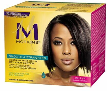 MOTIONS SMOOTH & STRAIGHTEN SILKENING SHINE NO LYE SUPER STIRAGGIO PER CAPELLI PAESE DI ORIGINE USA.