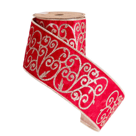 Nastro per decorazioni natalizie rosso con motivi decorativi da 270 cm