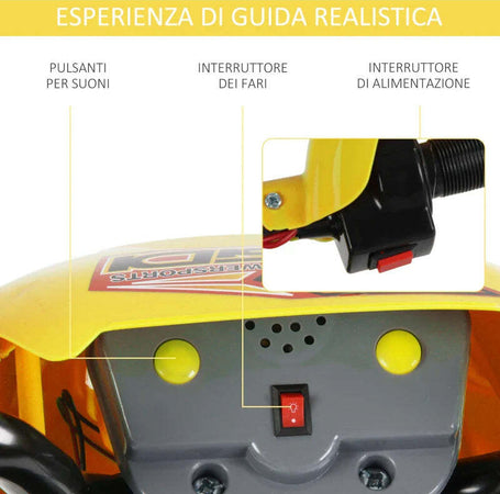 Moto-Cross-Elettrica-con-Rotelle-Giallo-per-Bambini-3-anni-e-più,-Batteria-6V-Velocità-2.5km/h,-102-x-53-x-66cm-WQ2301-043YLWQ2