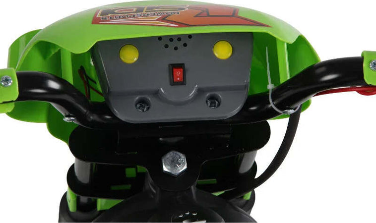 Moto-Cross-Elettrica-con-Rotelle-Verde-per-Bambini-3-anni-e-più,-Batteria-6V-Velocità-2.5km/h,-102-x-53-x-66cm-HJ6301-043GNHJ6
