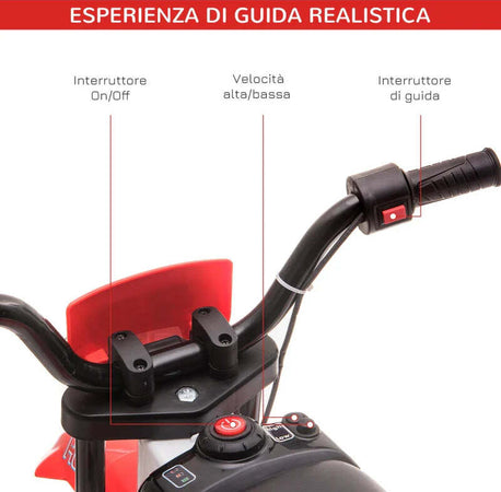 Moto-da-Cross-Elettrica-per-Bambini-da-3-5-Anni,-Batteria-12V-Ricaricabile-e-Rotelline-Rimovibili,-106.5x51.5x68cm,-Rosso-FT8370-165V90RDFT8