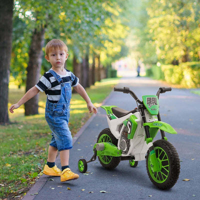 Moto-da-Cross-Elettrica-per-Bambini-da-3-5-Anni,-Batteria-12V-Ricaricabile-e-Rotelline-Rimovibili,-106.5x51.5x68cm,-Verde-SD7370-165V90GNSD7