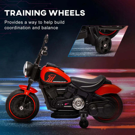 Moto-Elettrica-per-Bambini-18-36-Mesi-con-Rotelle-e-Fanale,-76x42x57-cm,-Rosso-e-Nero-TR5370-283V90RDTR5