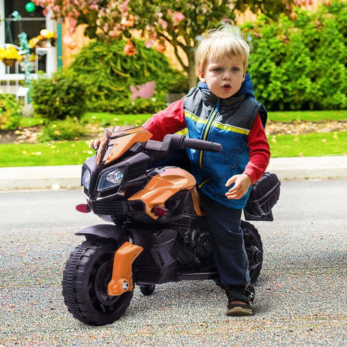 Moto-Elettrica-per-Bambini-18-48-Mesi-con-Fari-e-Clacson,-in-PP-e-Metallo,-88.5x42.5x49-cm,-Arancio-DF8370-159V90OGDF8