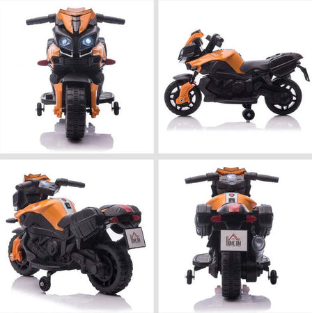 Moto-Elettrica-per-Bambini-18-48-Mesi-con-Fari-e-Clacson,-in-PP-e-Metallo,-88.5x42.5x49-cm,-Arancio-DF8370-159V90OGDF8