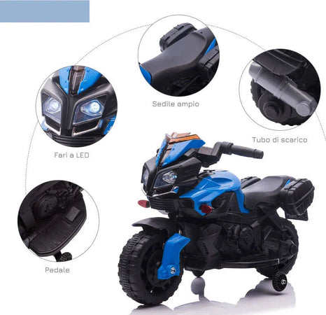 Moto-Elettrica-per-Bambini-18-48-Mesi-con-Fari-e-Clacson,-in-PP-e-Metallo,-88.5x42.5x49-cm,-Blu-MK5370-159V90BUMK5
