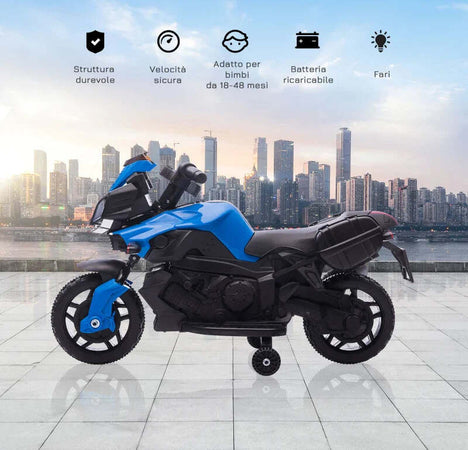 Moto-Elettrica-per-Bambini-18-48-Mesi-con-Fari-e-Clacson,-in-PP-e-Metallo,-88.5x42.5x49-cm,-Blu-MK5370-159V90BUMK5