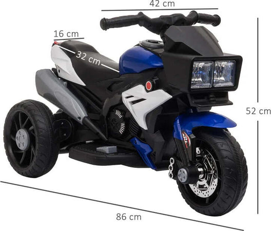 Moto-Elettrica-per-Bambini-3-5-Anni-6V-(max.-25kg),-Velocità-3km/h,-con-3-Ruote,-Luci-e-Suoni,-Blu-e-Nero,-86x42x52cm-KJ4370-102BUKJ4