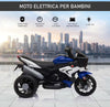 Moto-Elettrica-per-Bambini-3-5-Anni-6V-(max.-25kg),-Velocità-3km/h,-con-3-Ruote,-Luci-e-Suoni,-Blu-e-Nero,-86x42x52cm-KJ4370-102BUKJ4