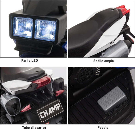 Moto-Elettrica-per-Bambini-3-5-Anni-6V-(max.-25kg),-Velocità-3km/h,-con-3-Ruote,-Luci-e-Suoni,-Blu-e-Nero,-86x42x52cm-KJ4370-102BUKJ4