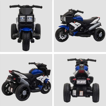 Moto-Elettrica-per-Bambini-3-5-Anni-6V-(max.-25kg),-Velocità-3km/h,-con-3-Ruote,-Luci-e-Suoni,-Blu-e-Nero,-86x42x52cm-KJ4370-102BUKJ4