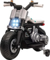 Moto-Elettrica-per-Bambini-3-5-Anni-in-PP-e-Metallo-con-Rotelle,-Clacson-e-Musica,-86x44x58-cm,-Bianca-e-Nera-SP6370-253V90WTSP6