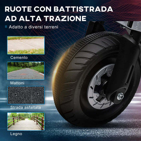 Moto-Elettrica-per-Bambini-3-5-Anni-in-PP-e-Metallo-con-Rotelle,-Clacson-e-Musica,-86x44x58-cm,-Bianca-e-Nera-SP6370-253V90WTSP6