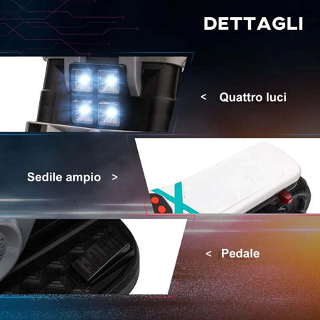 Moto-Elettrica-per-Bambini-3-5-Anni-in-PP-e-Metallo-con-Rotelle,-Clacson-e-Musica,-86x44x58-cm,-Bianca-e-Nera-SP6370-253V90WTSP6