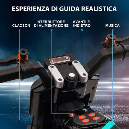 Moto-Elettrica-per-Bambini-3-5-Anni-in-PP-e-Metallo-con-Rotelle,-Clacson-e-Musica,-86x44x58-cm,-Nera-GP7370-253V90BKGP7