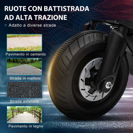 Moto-Elettrica-per-Bambini-3-5-Anni-in-PP-e-Metallo-con-Rotelle,-Clacson-e-Musica,-86x44x58-cm,-Nera-GP7370-253V90BKGP7