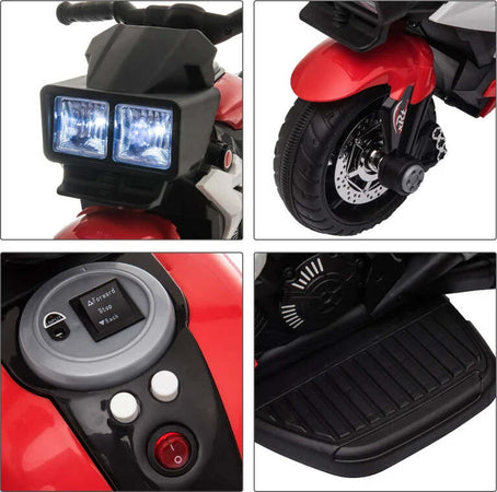 Moto-Elettrica-per-Bambini-3-5-Anni-(max.-25kg)-con-3-Ruote,-Luci-e-Suoni,-Batteria-6V,-Rosso,-86x42x52cm-GF6370-102RDGF6