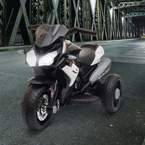 Moto-Elettrica-per-Bambini-3-5-Anni-Max.-25kg-con-Luci,-Musica,-Batteria-6V-e-Velocità-3km/h,-86cmx42cmx52cm-Nera-DF4370-103V90BKDF4