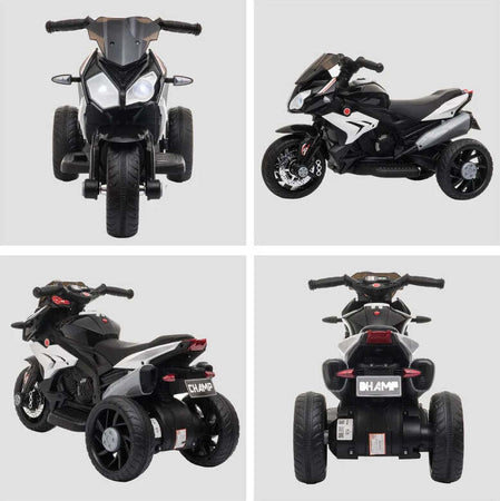 Moto-Elettrica-per-Bambini-3-5-Anni-Max.-25kg-con-Luci,-Musica,-Batteria-6V-e-Velocità-3km/h,-86cmx42cmx52cm-Nera-DF4370-103V90BKDF4