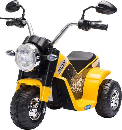 Moto-Elettrica-per-Bambini-a-3-Ruote-con-Luci-e-Suoni,-Batteria-Ricaricabile-6V,-Velocità-2-km/h,-per-Bimbi-da-18-36-Mesi,-72cmx57cmx56cm-Gialla-AL6370-188V90YLAL6