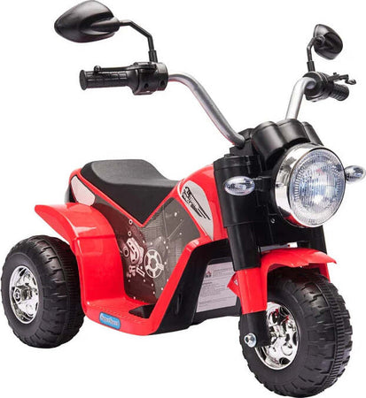 Moto-Elettrica-per-Bambini-a-3-Ruote-con-Luci-e-Suoni,-Batteria-Ricaricabile-6V,-Velocità-2-km/h,-per-Bimbi-da-18-36-Mesi,-72x57x56cm-Rossa-DP7370-188V90RDDP7