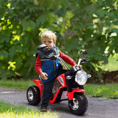 Moto-Elettrica-per-Bambini-a-3-Ruote-con-Luci-e-Suoni,-Batteria-Ricaricabile-6V,-Velocità-2-km/h,-per-Bimbi-da-18-36-Mesi,-72x57x56cm-Rossa-DP7370-188V90RDDP7